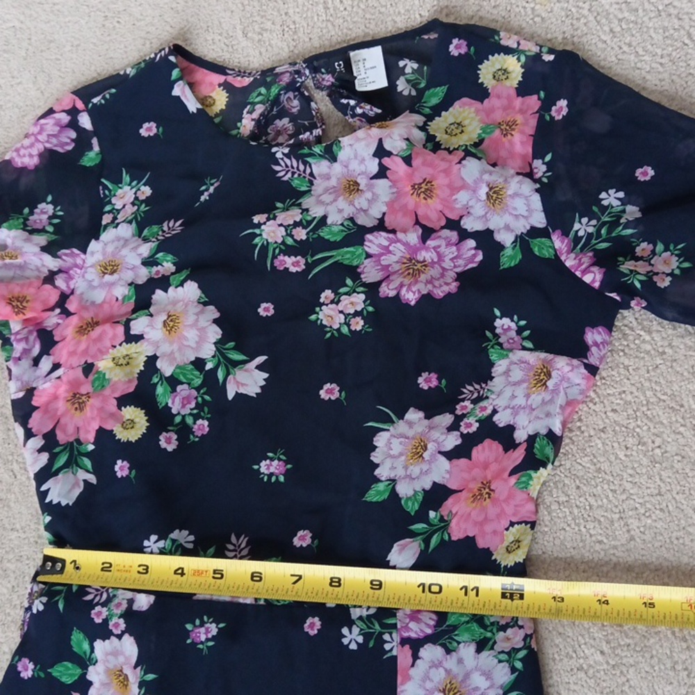 🪇2for$15 Ptp17" Long-Sleeve Open-Back Floral-Print Ruffled-Hem Dress - Picture 12 of 17
